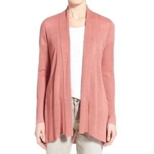 NWT Eileen Fisher Fine Organic Linen Crepe Rib Shaped Cardigan Sz. XL
